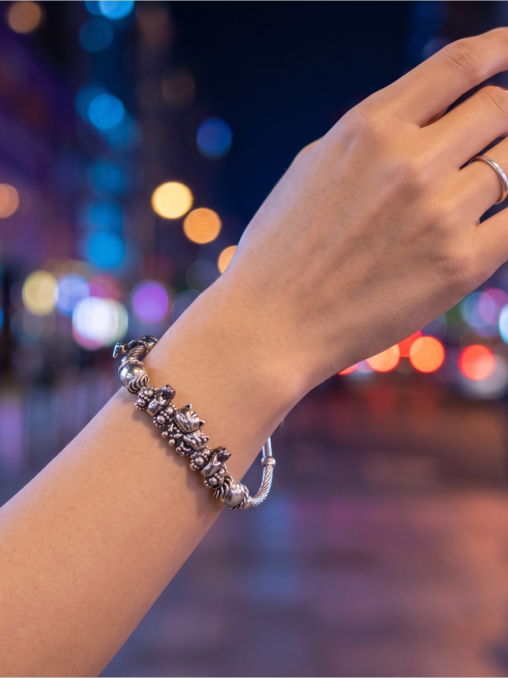 The Antheia Feline Charm Bracelet: A One-of-a-Kind Sterling Silver Exclusive#005